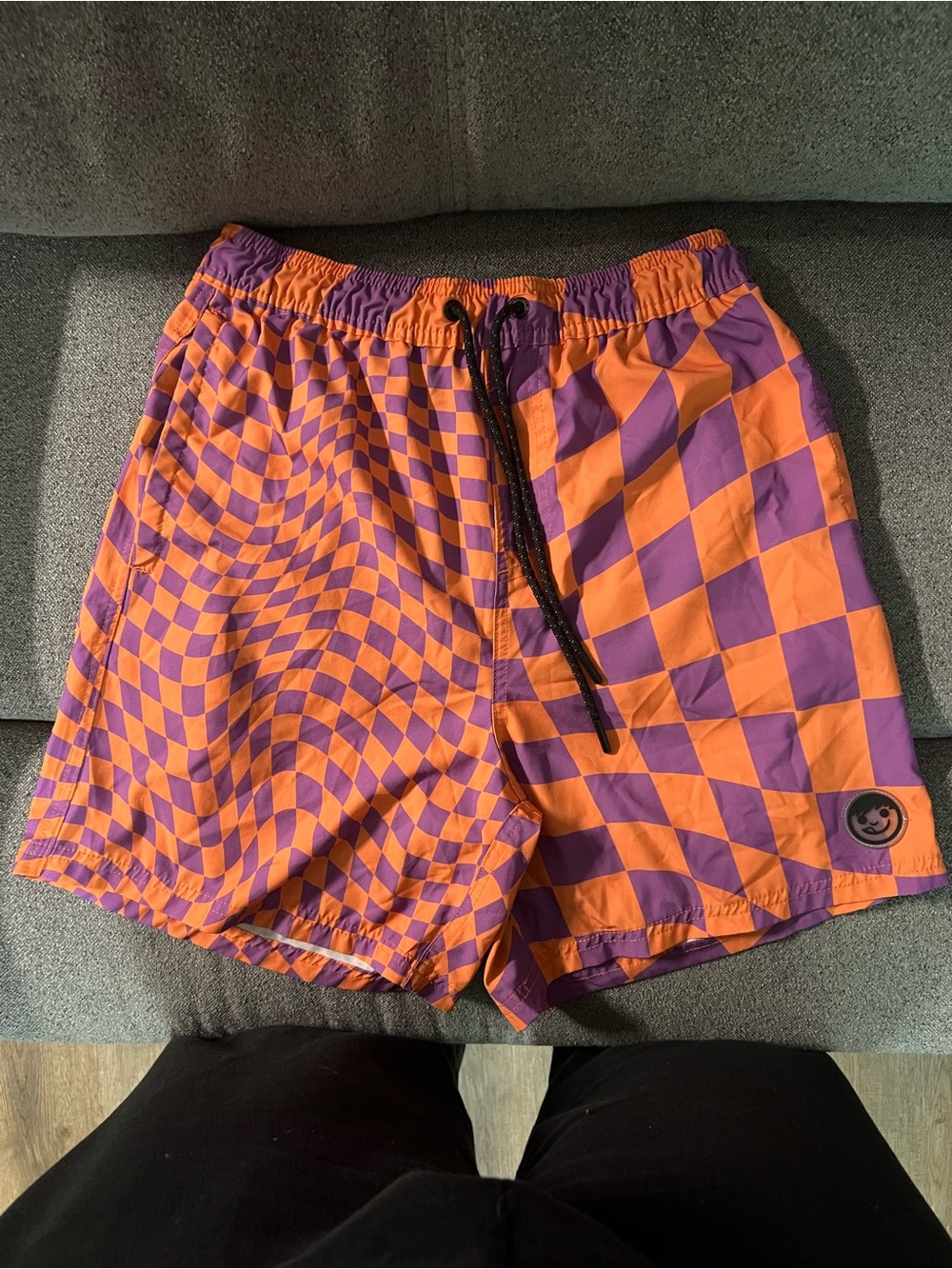 Neff Orange and Purple Checkerboard Athletic Shorts